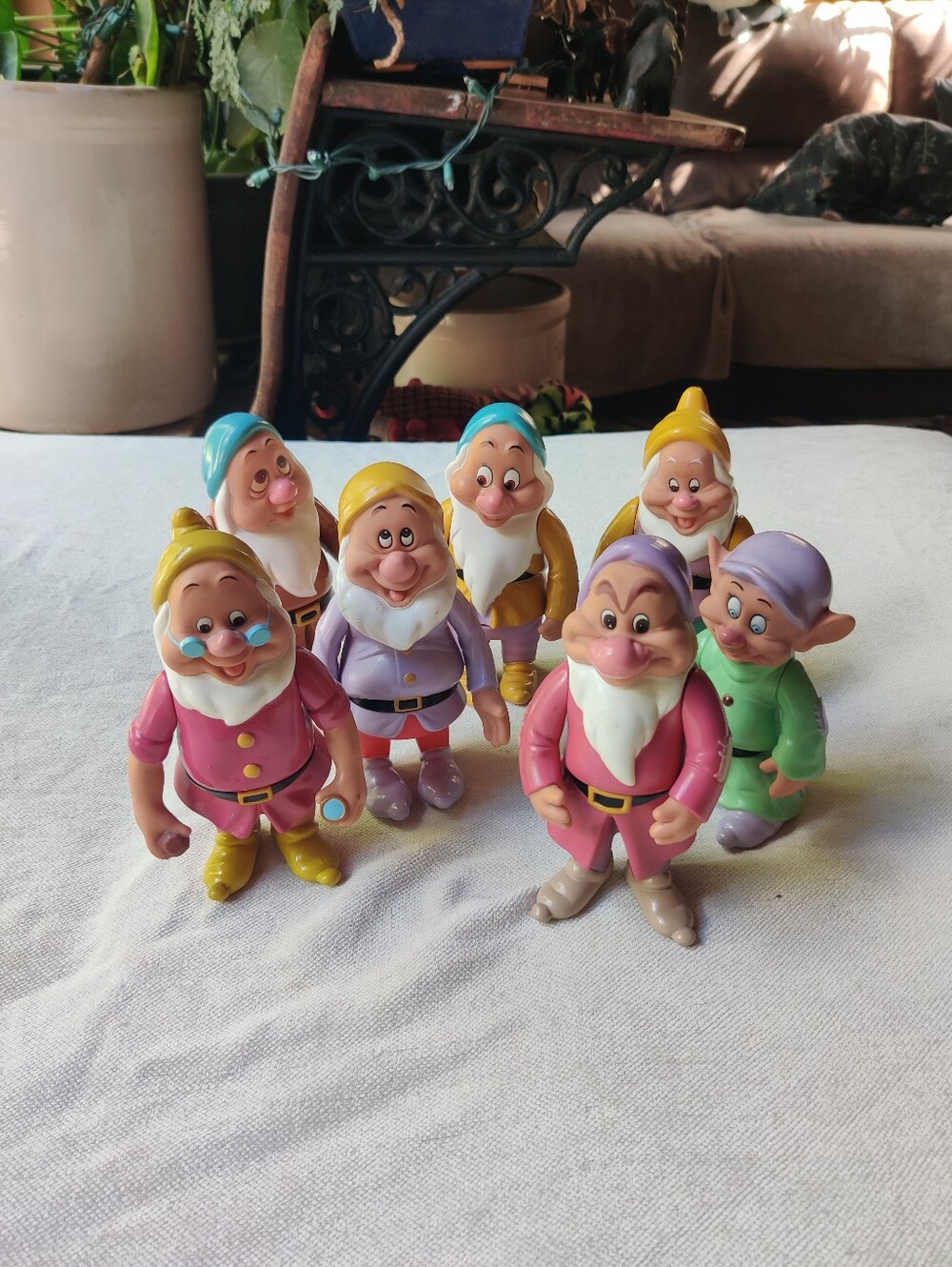 VTG Disney Seven 7 Dwarfs Rubber PVC Figures 6.5" Thailand Poseable Arms Waists